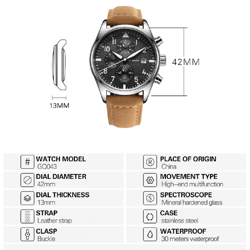OCHSTIN Orologi cronografi ori - Leather Watch Band Men recensione e prezzo